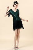 Fringed Green Sequins Flapper Dress with 1920s Accessories Set
