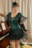 Green Plus Size 1920s Gatsby Dress with 20s Acessories Set