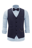 Navy Chain Men's Vest with 5 Pieces Accessories Set