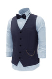 Navy Chain Men's Vest with 5 Pieces Accessories Set