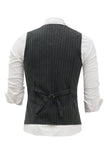 Dark Grey Pinstriped Men's Vest with 5 Pieces Accessories Set