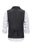 Dark Grey Notched Lapel Men's Vest with 5 Pieces Accessories Set