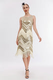 Champagne Glitter Fringes Gatsby Dress with Accessories Set