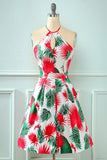 Halter Vintage Leaves Summer Dress