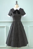 Plaid 1950s Vintage Dress with Bow