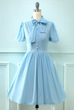 Blue Vintage 1950s Dress with Bowknot