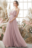 Elegant Strapless Chiffon Bridesmaid Dress