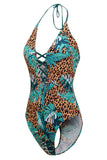 Green Leopard Printed Swimsuits