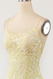 Yellow Mermaid Long Ball Dress with Appliques
