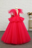 Fuchsia Tulle Flower Girl Dress with Sequins Bow