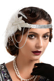 1920s Black Feather Beaded Headband