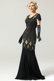 Black 1920s Sequins Flapper Long Dress