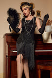 Black Sequined Flapper Dress 1920s Dress