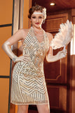 Gold V Neck Gatsby Dress