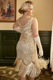 Black Sequins Fringes Plus Size 1920s Flapper Dress
