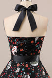 Vintage Skull Printed Halloween Pin Up Dress