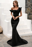 One-Shoulder Mermaid Black Ball Dress