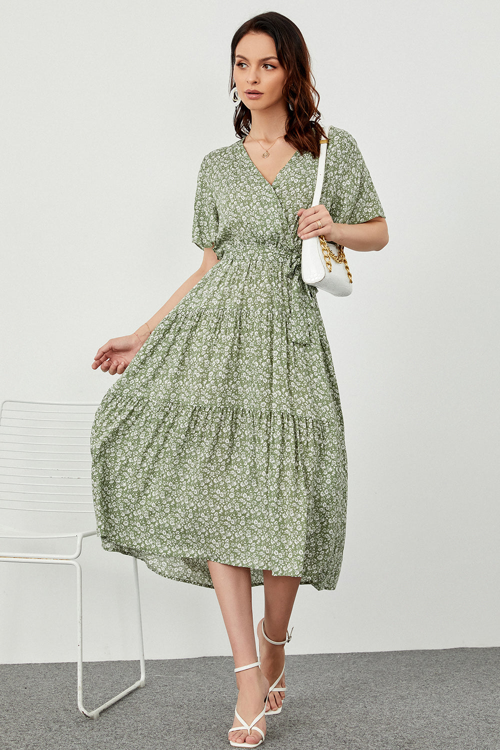Print Green Summer Boho Dress