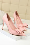 Pink Stiletto Pointy Heels with Bows