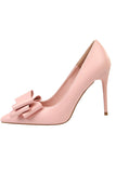 Pink Stiletto Pointy Heels with Bows