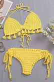 Two Pieces tassels Lace Up Swimsuit