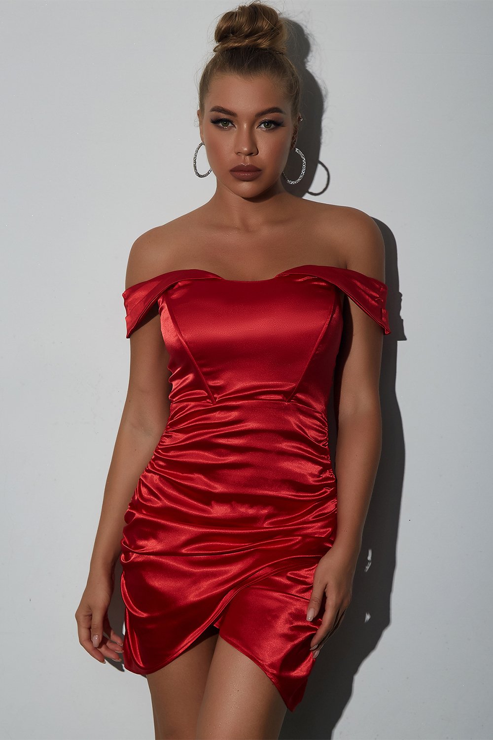 Red Bodycon Ruffles Cocktail Dress