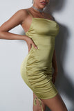 Olive Green Bodycon Cocktail Party Dress