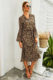 Brown Leopard Printed Casual Dress