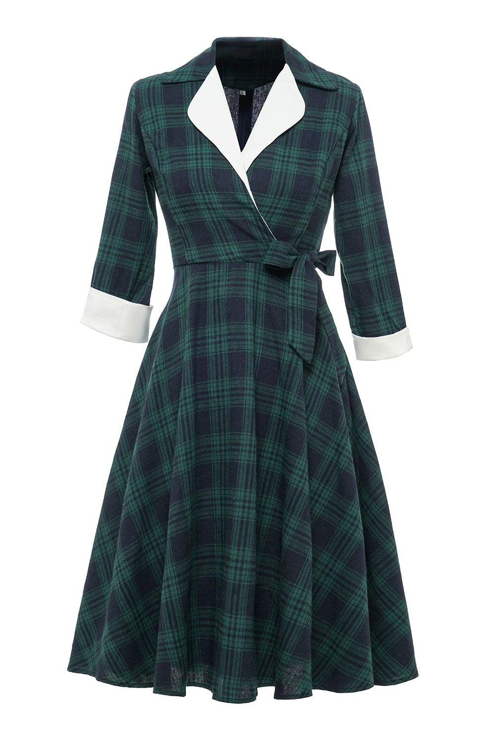 Green Plaid Vintage 1950s Dress