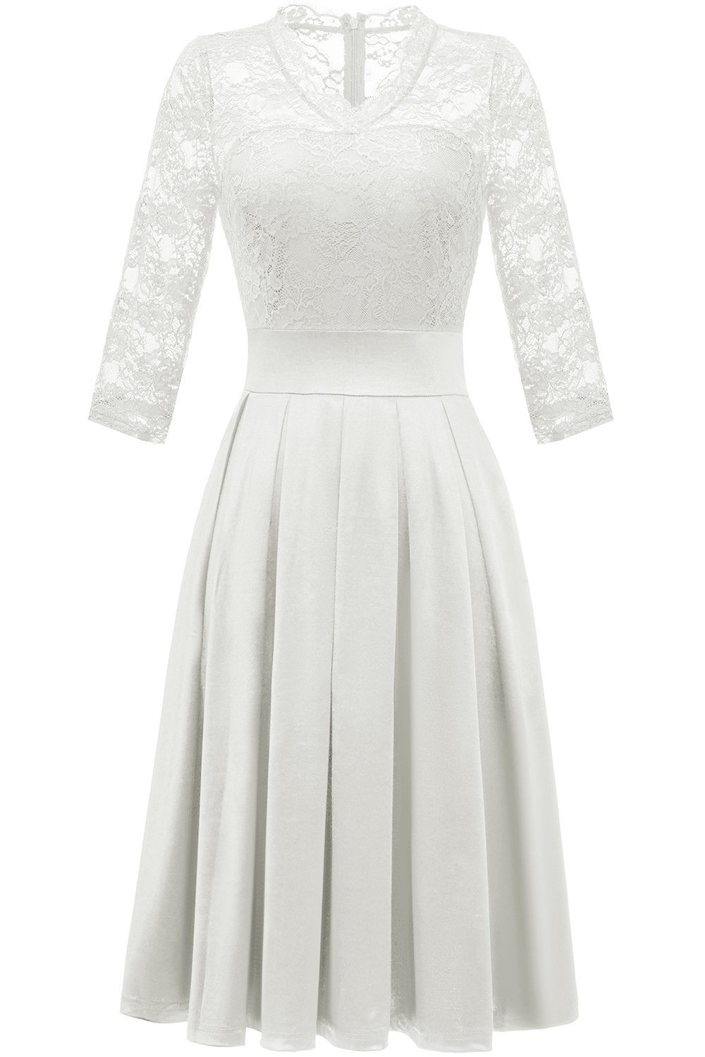 White Lace Formal Dress with Sleeves