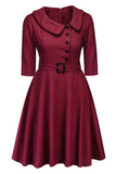 Retro Hepburn Style Plaid Vintage Dress