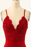 Red V-Neck Mermaid Floor-Length Formal Dress