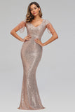 Mermaid Champagne Sequin Ball Dress