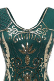 Black V-neck Fringe Sequins 1920s Dress