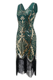 Black V-neck Fringe Sequins Gatsby 1920s Flapper Dress