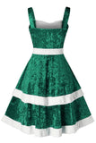 Green Christmas Vintage Velvet Plus Size Dress