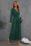 Green Lace Prom Dress with Long Sleeves