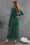 Green Lace Prom Dress with Long Sleeves