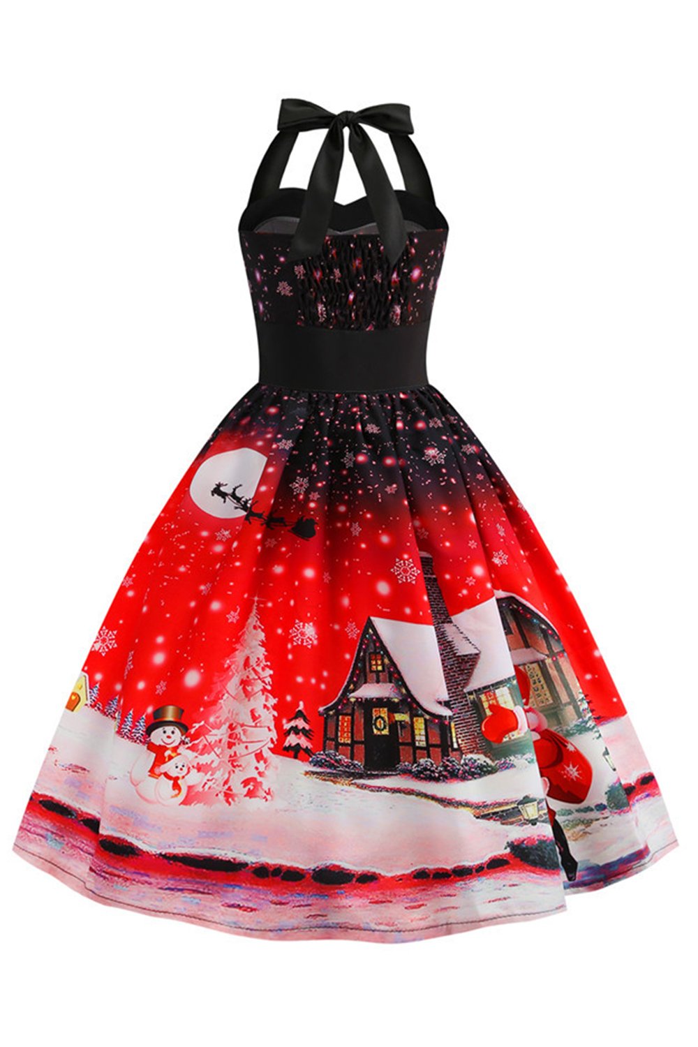 Red Christmas Halter 1950s Dress