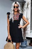 Black Floral Boho Summer Dress