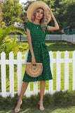 Green Polka Dots Midi Summer Dress
