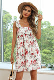 White Floral Print Casual Dress