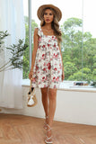 White Floral Print Casual Dress
