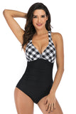 One Piece Black Polka Dots Swimsuit