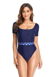 Square Neck Black One Piece Swimwear