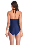 Deep V Neck Navy One Piece Swimwear