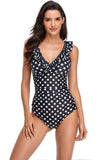 Black Polka Dots One Piece Swimsuits