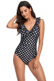 Black Polka Dots One Piece Swimsuits