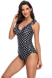 Black Polka Dots One Piece Swimsuits