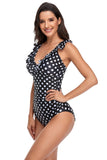 Black Polka Dots One Piece Swimsuits